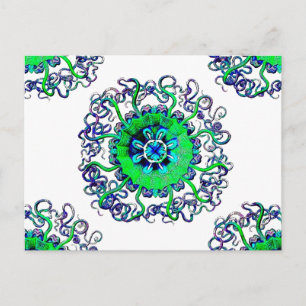 Groovy Pop Art Jellyfish MandalaTattoo Postcard