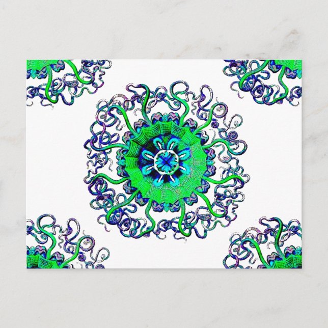 Groovy Pop Art Jellyfish MandalaTattoo Postcard (Front)