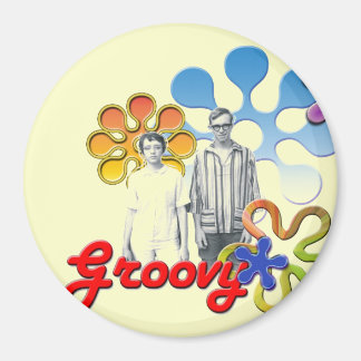 Groovy Pop Art Round Magnet