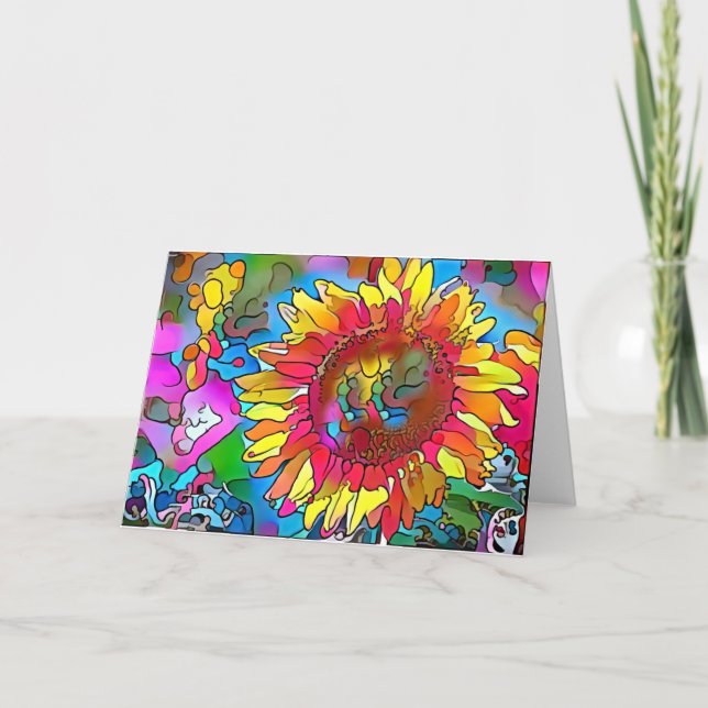 Groovy Pop Art Sunflower Art Card (Front)