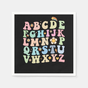 Groovy Pre K Kindergarten Alphabet ABC Retro Napkin