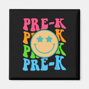 Groovy Pre-K Vibes Face Retro Teachers Kids Back T Magnet