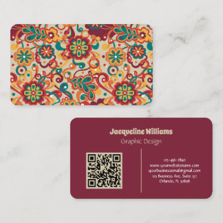 Groovy Psychedelic 60s 70s Floral Business Card