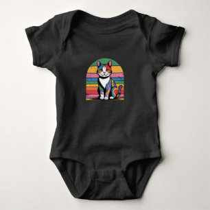 Groovy Psychedelic Cat Retro Baby T-Shirt Bodysuit