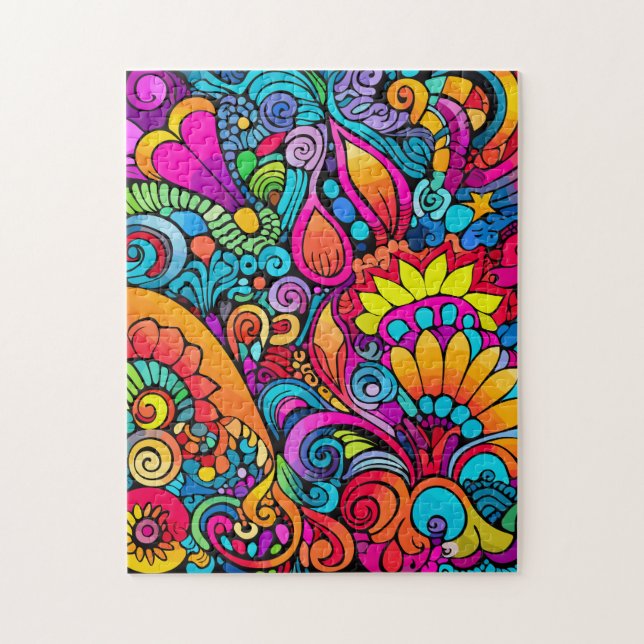 Groovy Psychedelic Floral  Jigsaw Puzzle (Vertical)