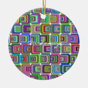 Groovy psychedelic hippie-style Thunder_Cove Ceramic Ornament