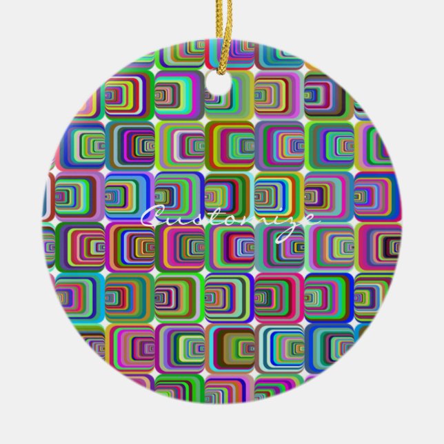 Groovy psychedelic hippie-style Thunder_Cove Ceramic Ornament (Front)