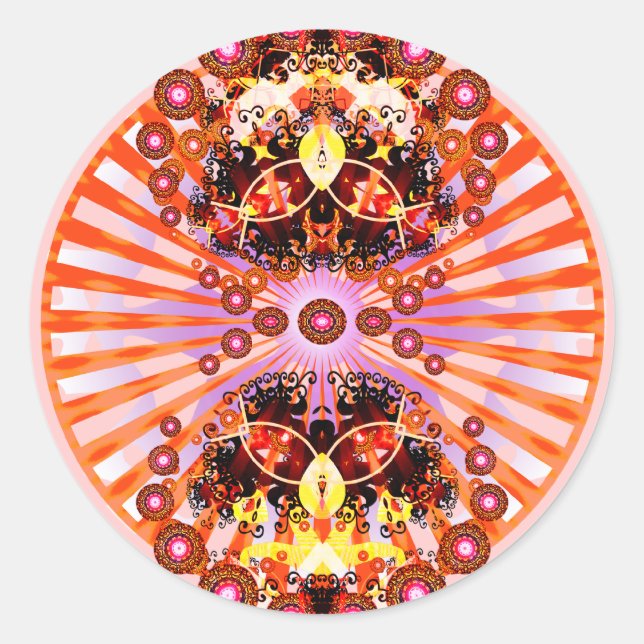 Groovy Psychedelic Mandala Classic Round Sticker (Front)