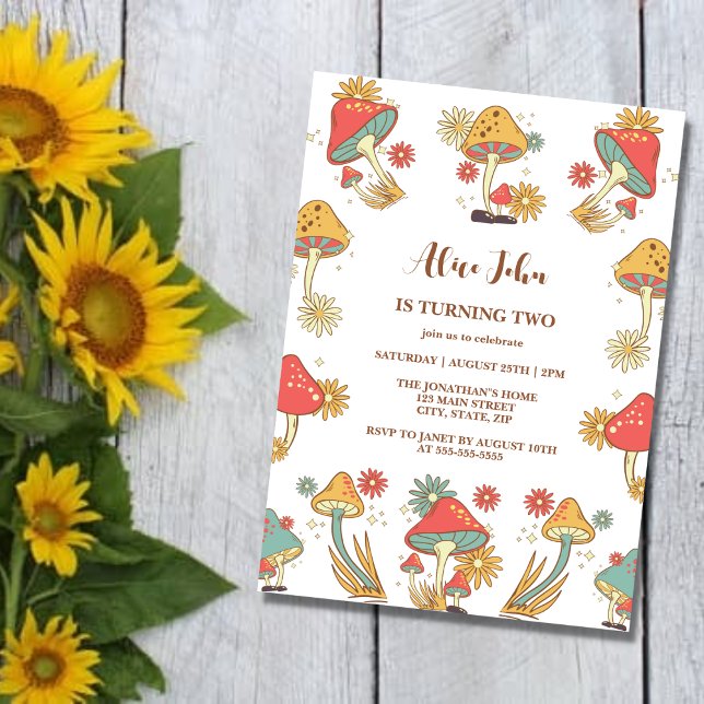 Groovy Psychedelic Mushroom Kids Birthday  Invitation (Creator Uploaded)