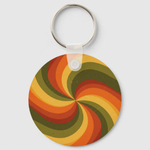 Groovy Psychedelic Swirl Print Key Ring