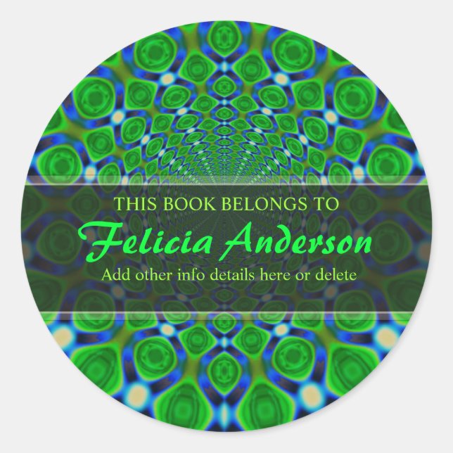 Groovy Psychedelic Trippy Art Book Label Stickers (Front)