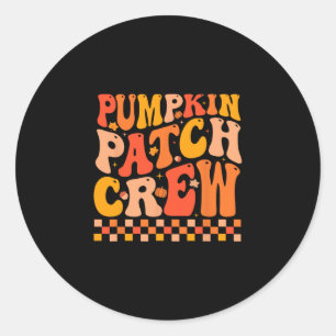 Groovy Pumpkin Patch Crew Fall Vibes Autumn Thanks Classic Round Sticker