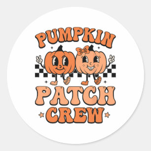 Groovy Pumpkin Patch Crew Squad Thanksgiving Fall  Classic Round Sticker