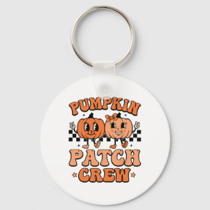 Groovy Pumpkin Patch Crew Squad Thanksgiving Fall Key Ring