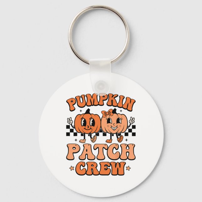 Groovy Pumpkin Patch Crew Squad Thanksgiving Fall  Key Ring (Front)