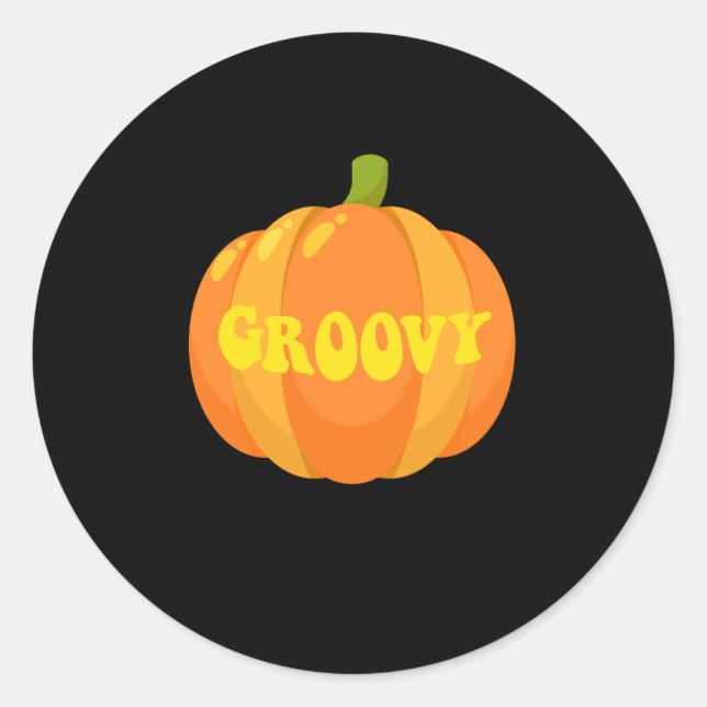 Groovy Pumpkin Retro 60s Classic Round Sticker (Front)