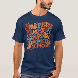 Groovy Pumpkin Season Hello Fall Vibes Retro  T-Shirt