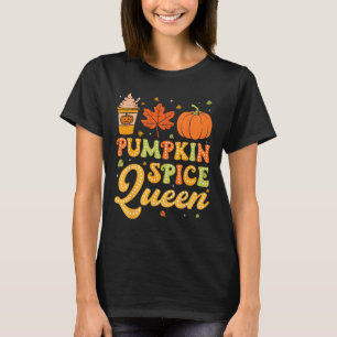 Groovy Pumpkin Spice Queen Halloween Thanksgiving T-Shirt