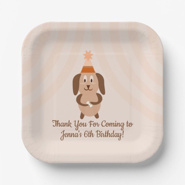 Groovy Puppy Birthday Party  Paper Plate (Front)