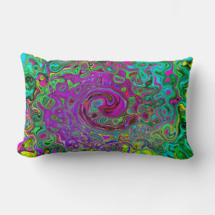 Groovy Purple Abstract Retro Liquid Swirl Lumbar Cushion