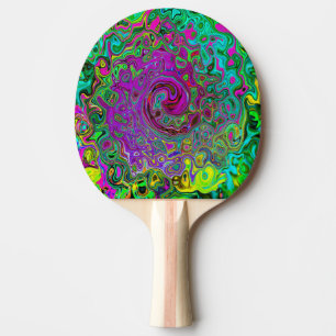 Groovy Purple Abstract Retro Liquid Swirl Ping Pong Paddle