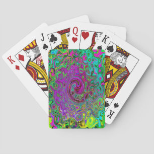 Groovy Purple Abstract Retro Liquid Swirl Playing Cards