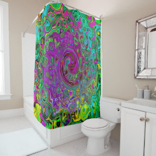 Groovy Purple Abstract Retro Liquid Swirl Shower Curtain