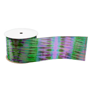 Groovy Purple and Green Tie Dye Ribbon Satin Ribbon