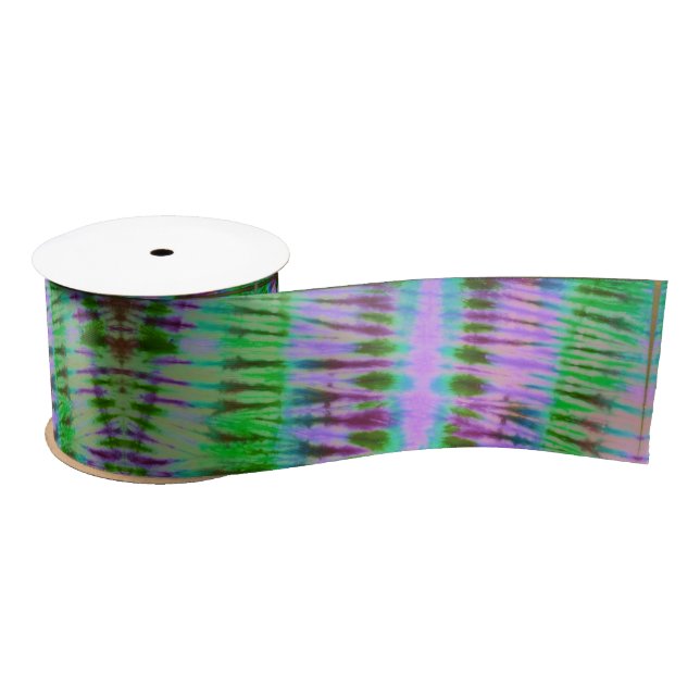 Groovy Purple and Green Tie Dye Ribbon Satin Ribbon (Spool)