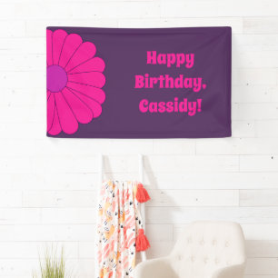 Groovy Purple and Pink Hippie Flower Power Banner
