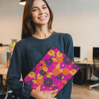 Groovy Purple and Pink Hippie Flower Power Laptop Sleeve