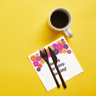 Groovy Purple and Pink Hippie Flower Power Napkin