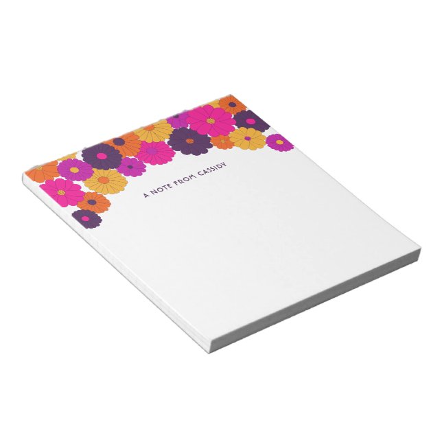 Groovy Purple and Pink Hippie Flower Power Notepad (Angled)