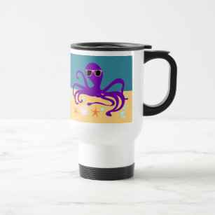 Groovy Purple Cartoon Octopus Fun Ocean Art  Travel Mug
