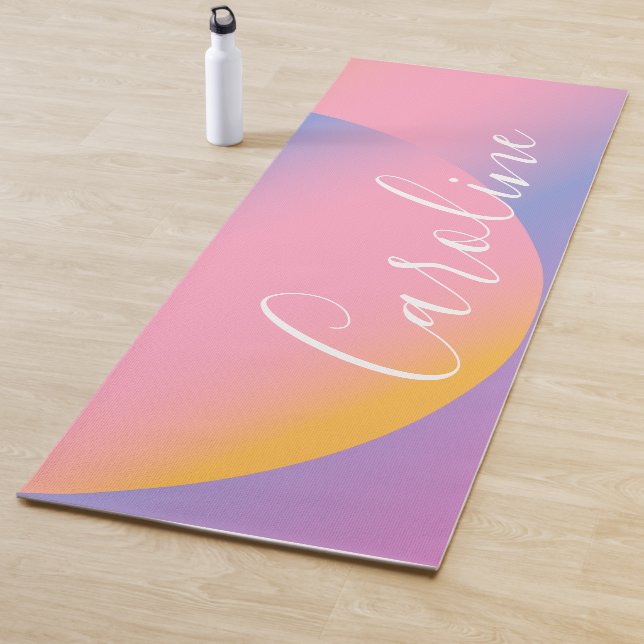 Groovy Purple Gradient | Personalised Script Name Yoga Mat (In Situ)