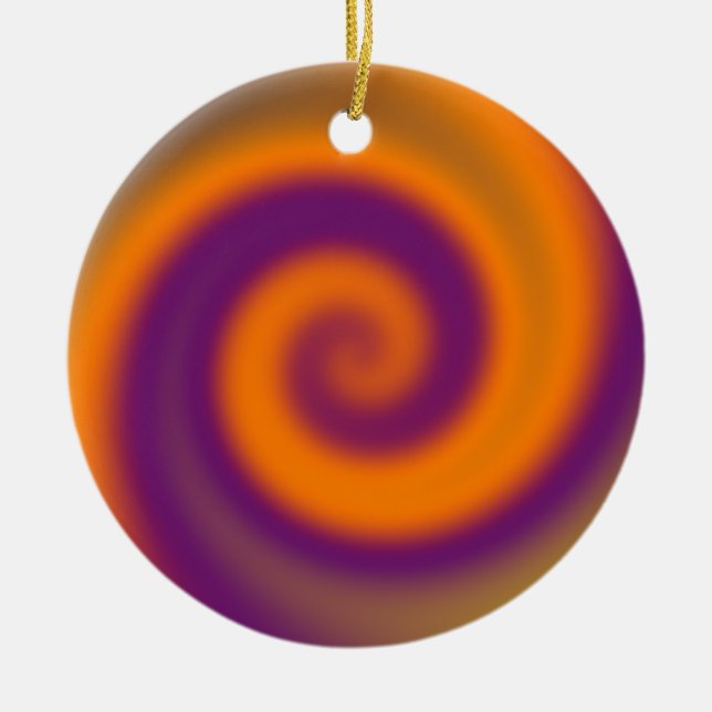 groovy purple orange art ceramic tree decoration (Front)