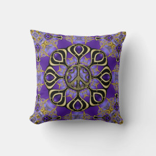 Groovy Purple Peace Mandala Cushion