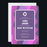 Groovy Purple Waves Star David Custom Bar Mitzvah Invitation<br><div class="desc">Perfect card to announce a bat mitzvah, bar mitzvah or other Jewish celebration! Hand made art for you with handlettering on the back side! FULLY CUSTOMIZABLE! Click on “Personalise” above to edit the text. Click "edit using design tool" to adjust the fonts, colours and placements and to delete the back...</div>