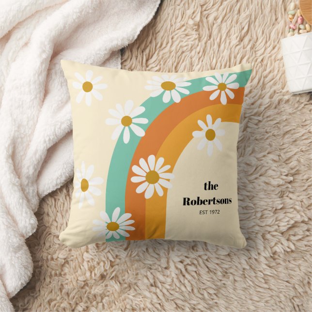 Groovy Rainbow 1970s Style Boho Personalised Cushion (Blanket)