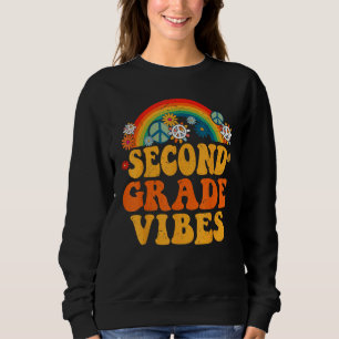 Groovy Rainbow Back to School 2nd Grade Vibes Teac Sweatshirt
