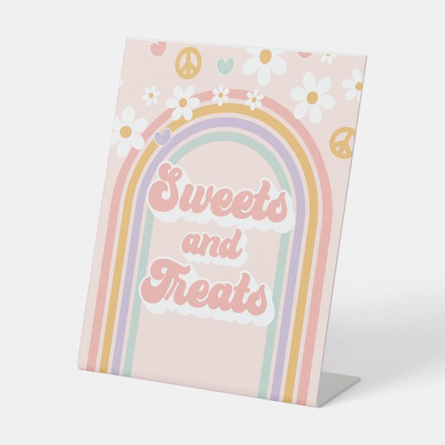 Groovy Rainbow Birthday Sweets and Treats Sign (Front)