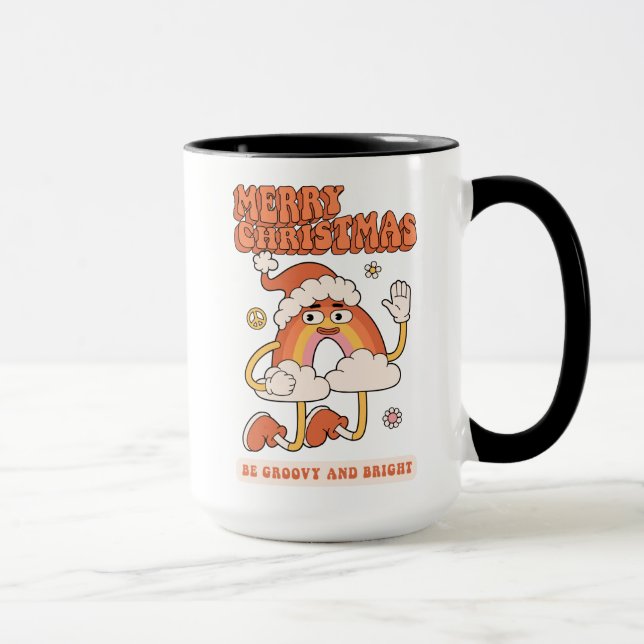 Groovy Rainbow Christmas - Be Bright and Merry Mug (Right)