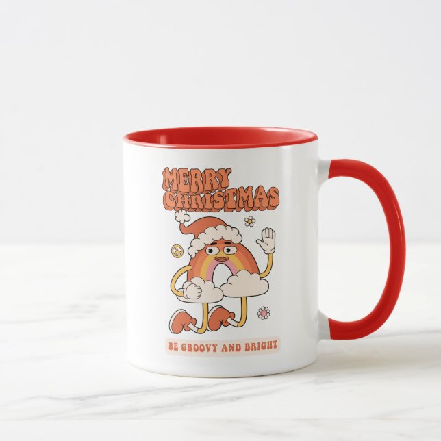 Groovy Rainbow Christmas - Be Bright and Merry Mug (Right)
