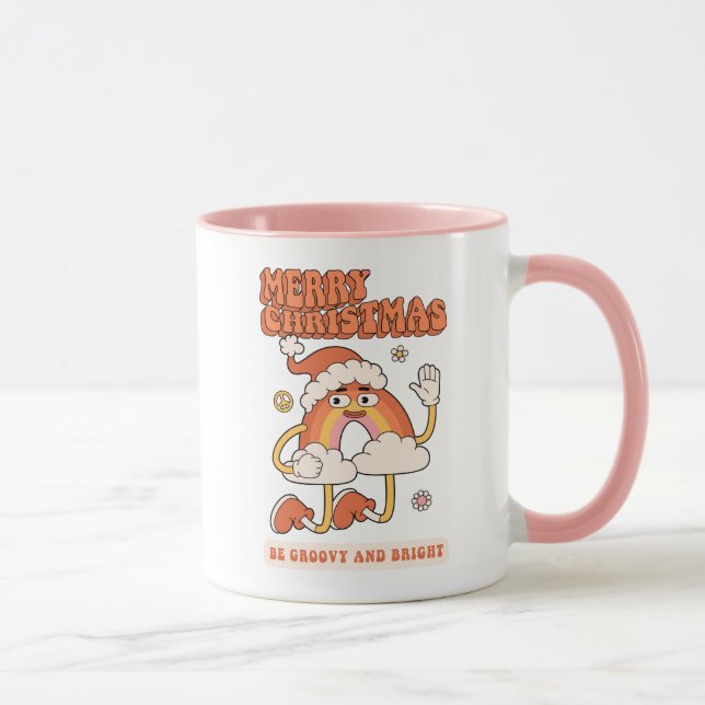 Groovy Rainbow Christmas - Be Bright and Merry Mug (Right)