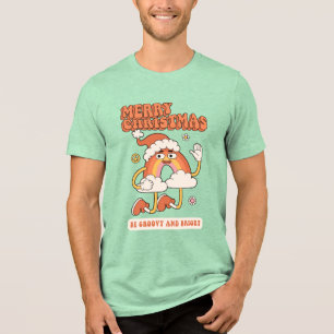 Groovy Rainbow Christmas - Be Bright and Merry Tri-Blend Shirt