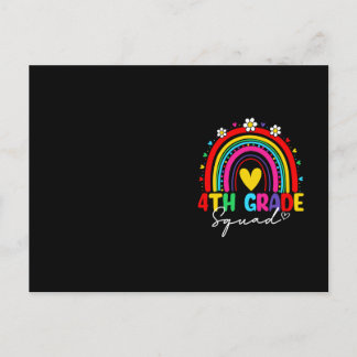 Groovy Rainbow Girl Boys Teacher Hello 4th Grade Postcard