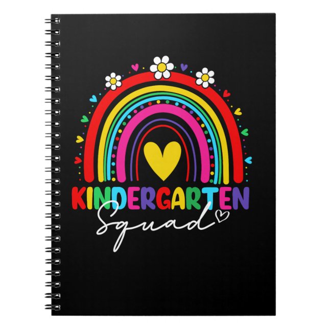 Groovy Rainbow Girl Boys Teacher Hello Kindergarte Notebook (Front)