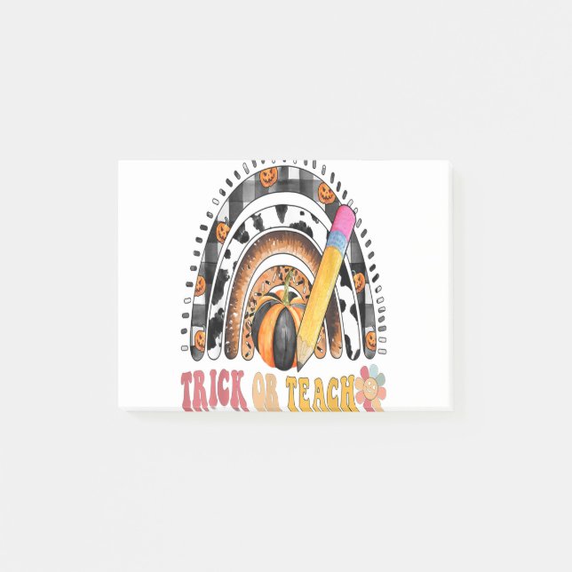 Groovy Rainbow Halloween Costume For Teacher Trick Post-it Notes (Front)