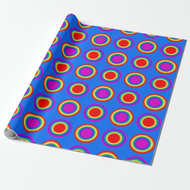 Groovy Rainbow of Concentric Circles Wrapping Paper (Unrolled)