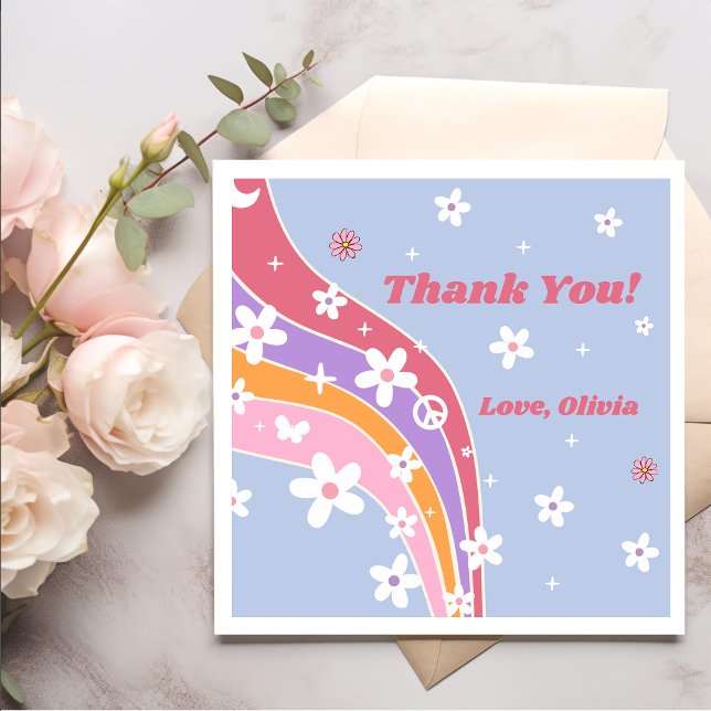 Groovy Rainbow Retro Birthday Party  Napkins (Creator Uploaded)